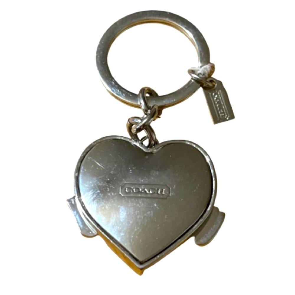 Coach Poppy Pink and Silver Heart Pave Swarovski Crystals Keychain, NWOT - Picture 4 of 4